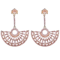 exquisite crystal drop earrings cute fan dangle earrings for women wedding party accessory long