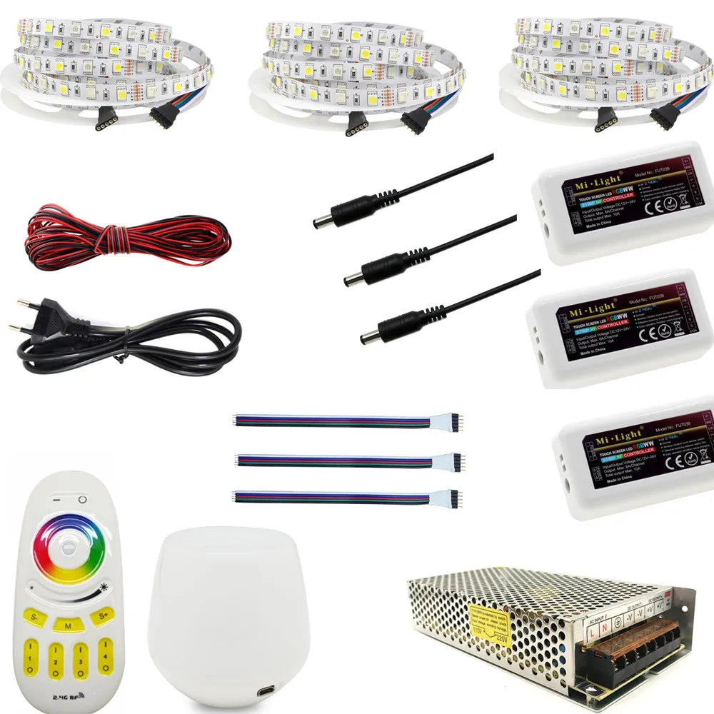 Водонепроницаемая светодиодная лента с Wi Fi 20 м RGBW RGB 5050 12 В + 4 контроллера зонный
