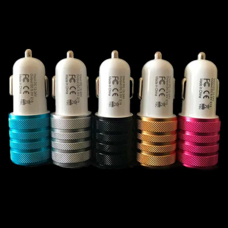 

100 шт./партия, автомобильное зарядное устройство с двумя USB-портами