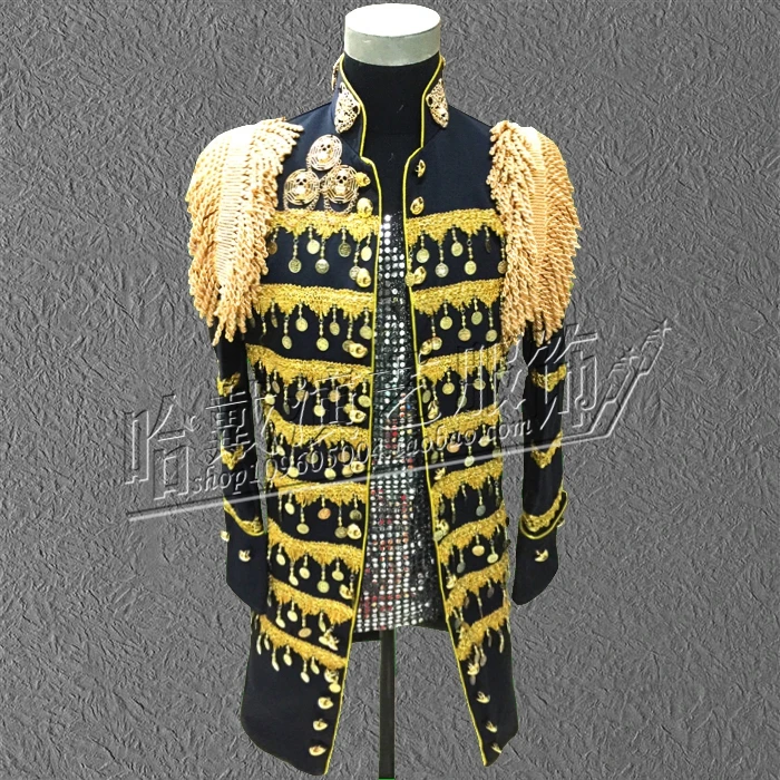

S-6XL!!! 2018 A male singer costumes Black sequins trench coat Nightclub bar Stage performance clothing The singer's clothin
