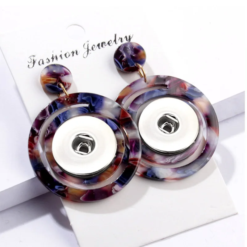 purple fit 18mm Сменные 034 модные круглые ацетатные пластины серьги подходят 12 мм 18 мм Кнопка, защелка для женщин Подвески Серьги ювелирные изделия подарок - Окраска металла: purple fit 18mm