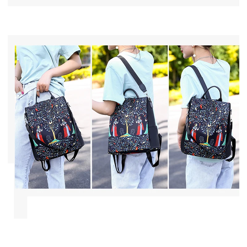 

Anti-theft shoulder bag Mummy bag female new fashion printing Oxford cloth waterproof multi-function leisure travel bag baby car