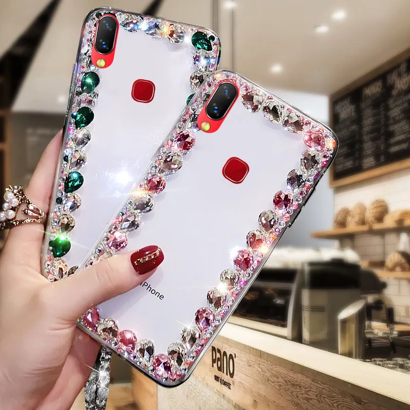 ДЛЯ vivo y95 прозрачный кейс сумка край из желтого золота с бриллиантами Роскошные