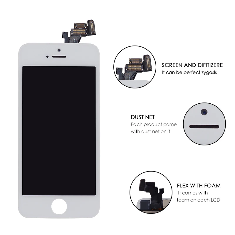 Efaith 20PCS Tianma No Dead Pixel Full Set Display For iPhone 5G Completed LCD With Touch Screen &amp Front camera Homebutton | Мобильные