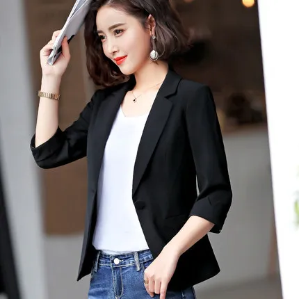 Женская куртка с пятиконечными рукавами осенняя однотонная облегающая