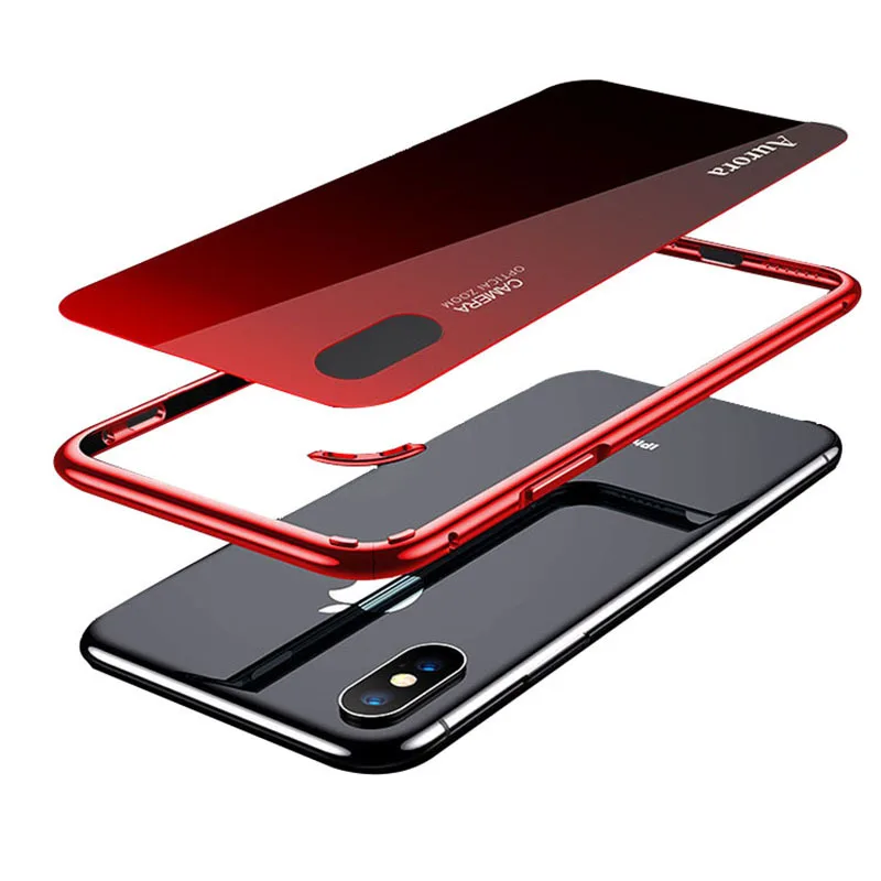 2 в 1 алюминиевое закаленное стекло чехол для iPhone 7 8 Plus XS Max Роскошный