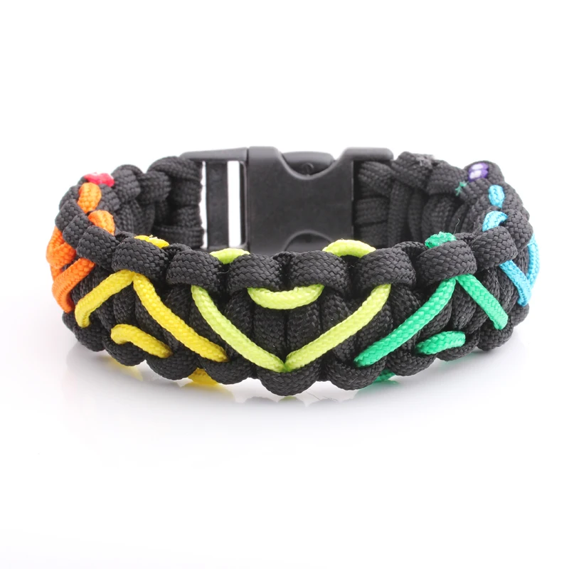 

Rainbow Hearts Paracord Bracelet ,Outdoor Camping Survival Kits