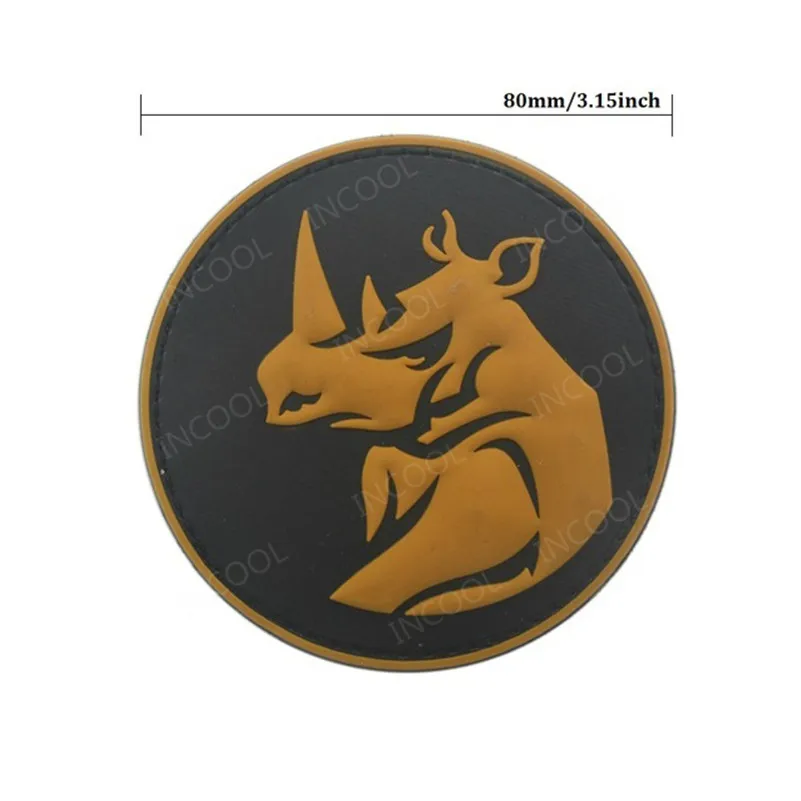 Фото Rhino Head PVC Patch Tactical Military Hook Patch Rhinoceros Rubber Patches Armband Combat Badges For Clothing Backpack №5