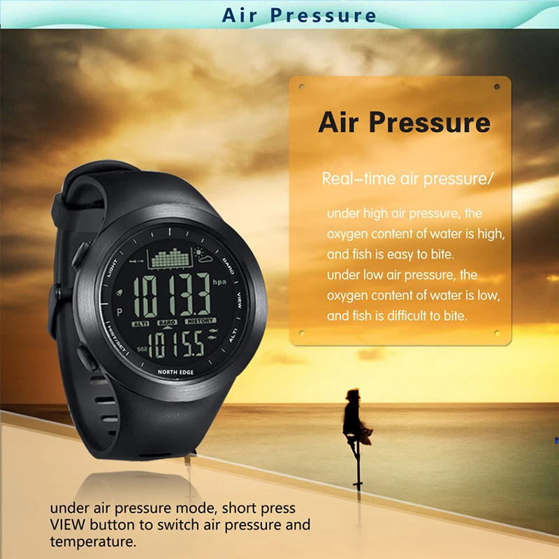 Новейшие рыболовные умные часы для мужчин высотомер цифровой барометр погоды