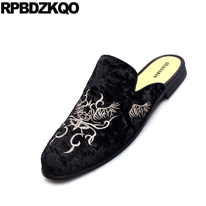 Slip On Embroidery Fashion Animal Print Rubber Sole Comfort Velvet Casual Shoes Men Designer 2021 Black Mules Stylish Flats | Обувь