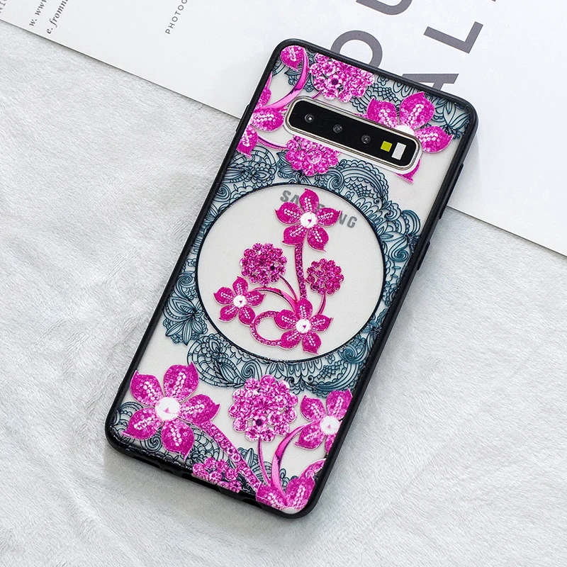 3D цветок цветочный кружево чехол на Samsung galaxy s10 чехлы красивый принт пластик спина