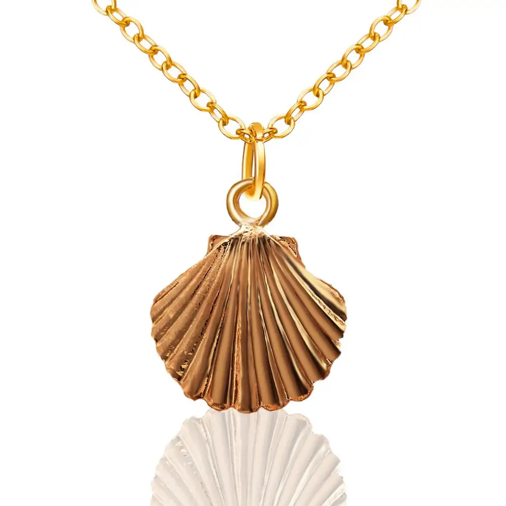 5 шт./лот Ожерелье Из Сплава Золота в стиле бохо ожерелье виде раковины Cowrie для