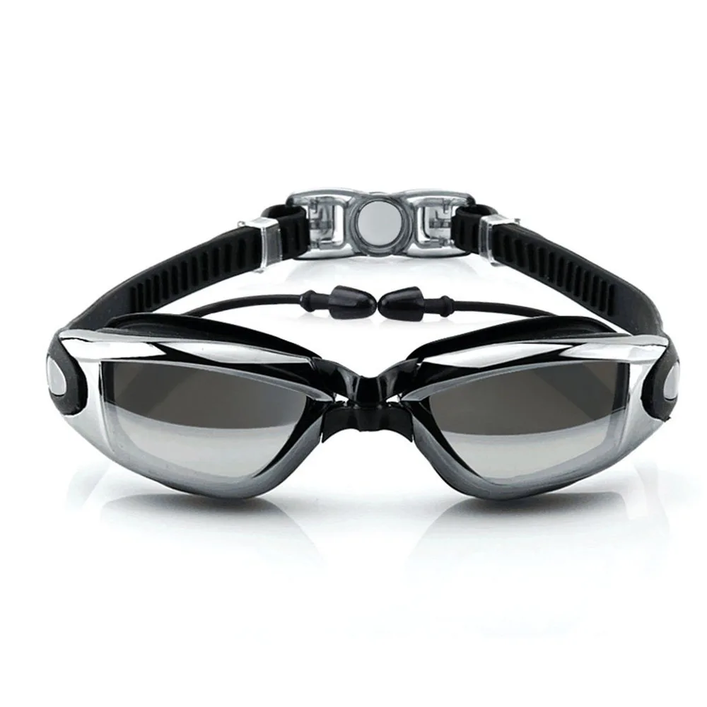 Черный Swimming Goggles With Earplug No Leaking Anti Fog UV Protection Triathlon Swim Goggles with Free Protection - Цвет: Черный