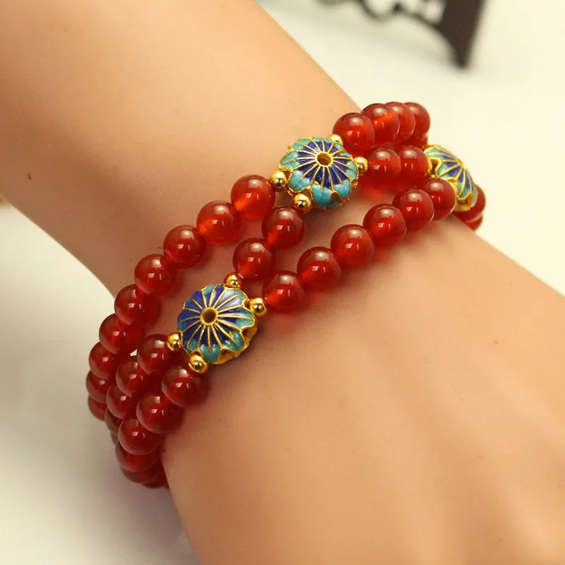 Оптовая продажа браслеты из натурального красного розового кристалла 6 мм бусины