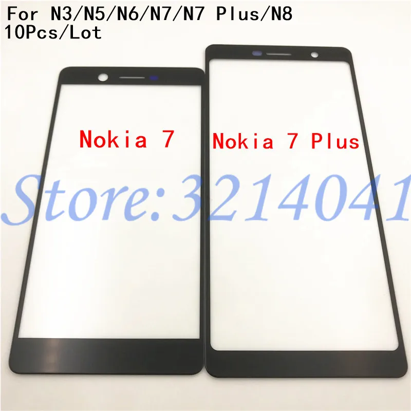 10Pcs/Lot Touch screen Panel For Nokia 3 5 6 7 7Plus 8 Front Outer Glass Top Lens Screen N3 N5 N6 N7 Plus N8+Logo | Мобильные