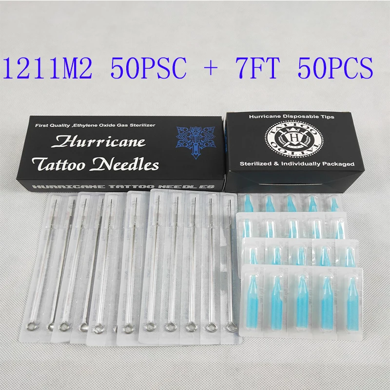 

Tattoo Needles and Tubes Tips Mix (11M2+7FT) - 50PCS Sterile Tattoo Needles 11M2 Mixes 50PCS Disposable Plastic Tattoo Tips 7FT