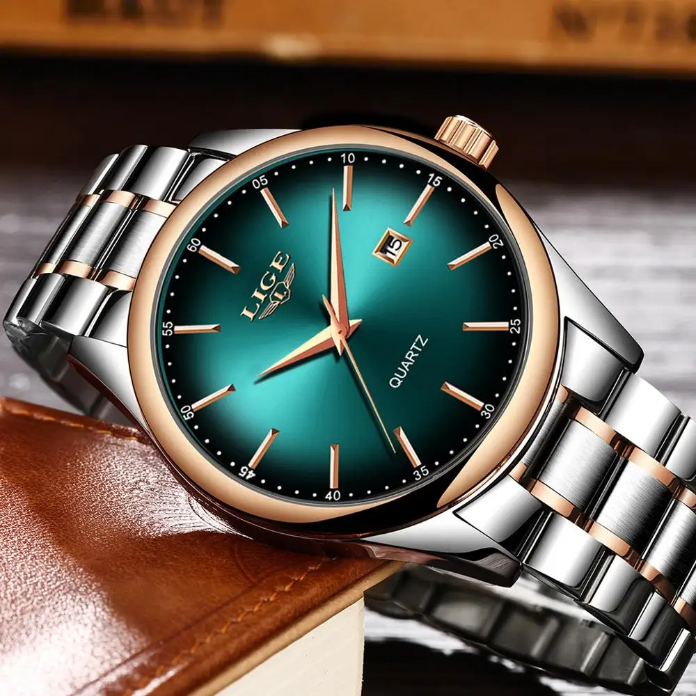 LIGE новые мужские часы лучший бренд класса люкс модные деловые кварцевые