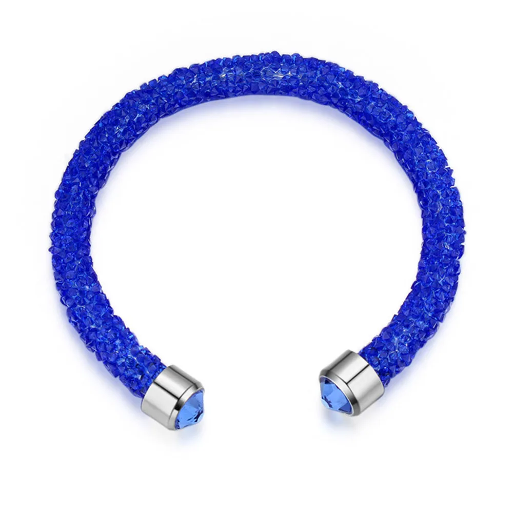 Sapphire Новинка, очаровательный Браслет-манжета с кристаллами Swarovski, бижутерия в подарок на Рождество - Окраска металла: Sapphire