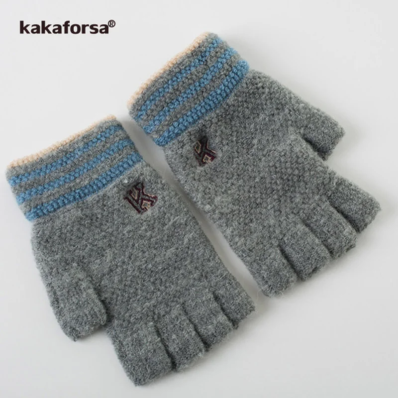 B627004-Grey Kakaforsa женские теплые вязаные варежки Зимние перчатки для сенсорного экрана женские вязаные толстые перчатки без пальцев нейлоновые варежки Новинка - Цвет: B627004-Grey