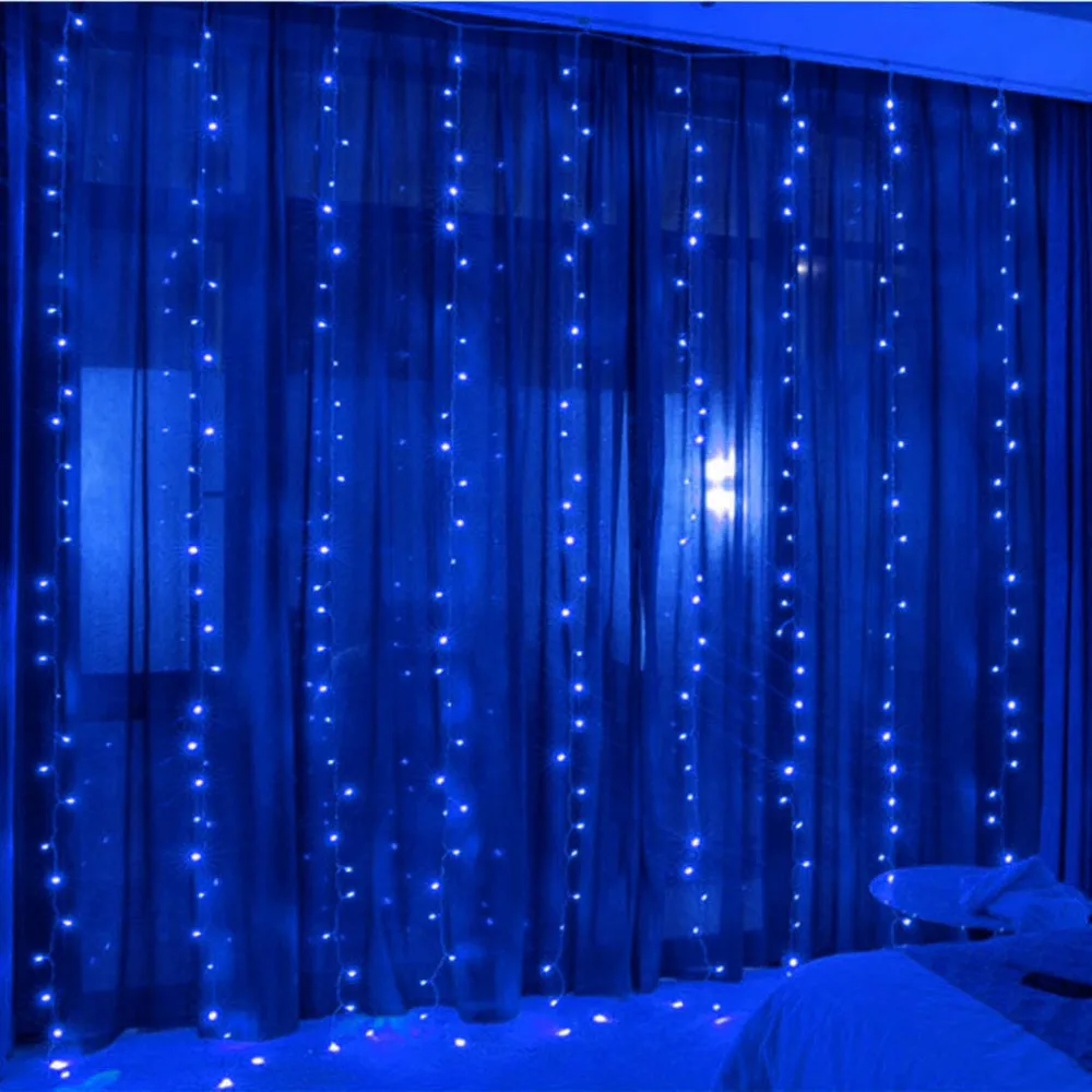 Светодиодный гирлянда для штор 3*1 м, 3*2 м, 3*3 м рождественские уличные водонепроницаемые праздничное свадебное украшение маленькие фонари оптом