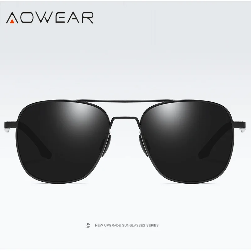Мужские квадратные солнцезащитные очки AOWEAR поляризационные Модные в стиле ретро