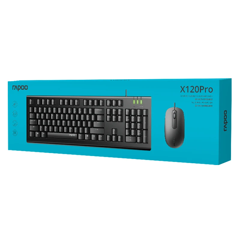 RAPOO X120Pro USB Проводная оптическая мышь и клавиатура Combo 1600 точек/дюйм эргономичный