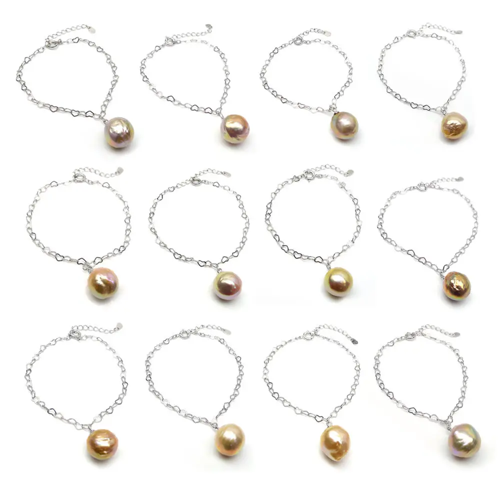 1 шт. многоцветные браслеты из настоящего пресноводного жемчуга Касуми 11 12 мм|silver