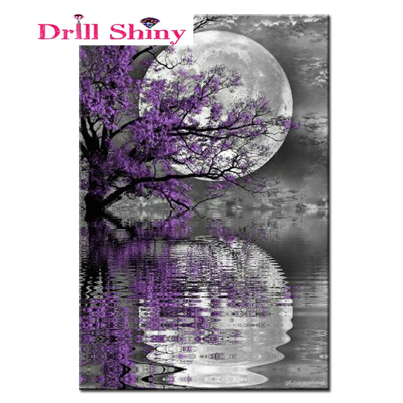 

5D алмазная живопись «сделай сам», пейзаж, луна, озеро, алмазная вышивка крестиком, алмазная вышивка, цветы, украшение для дома, мозаика, живоп...