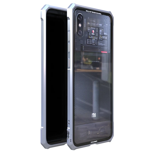 Серебристый OMEVE для Xiaomi mi 8 Pro Чехол mi 8 Explorer чехол металлический сплав рамка Прозрачный Закаленное стекло задняя крышка бампер для mi 8 Pro Funda - Цвет: Серебристый