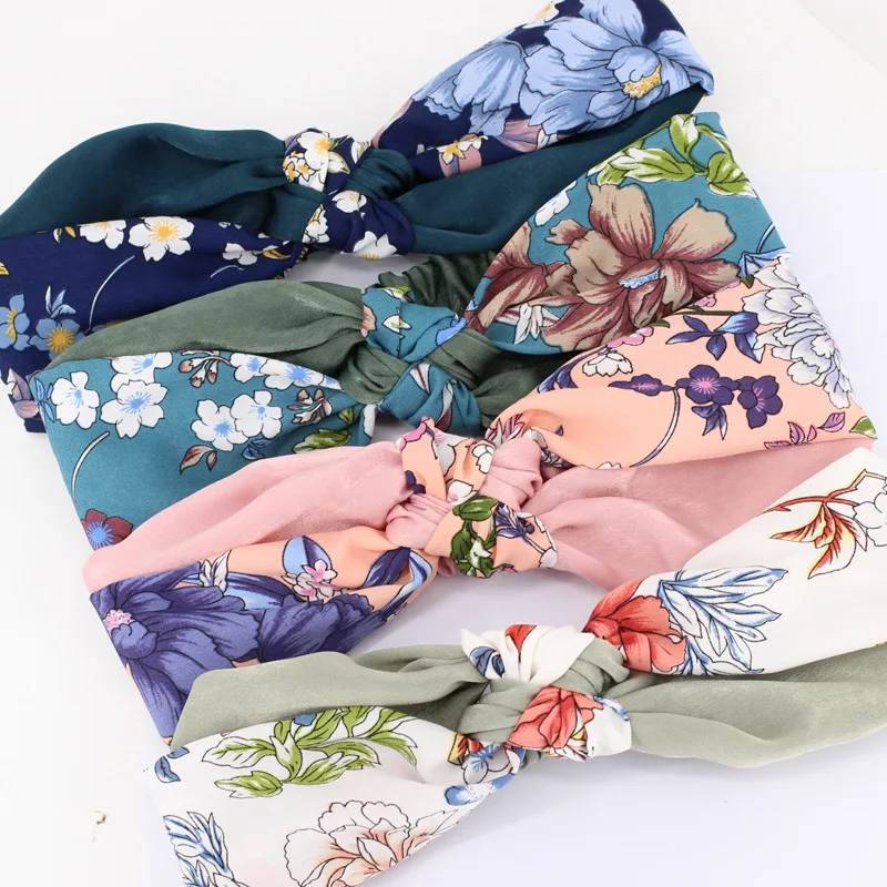 3 шт./лот плетеные повязки для волос с цветочным принтом в стиле пэчворк девочек