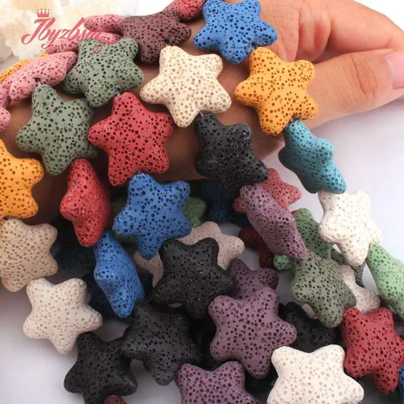 Star-(24mm) 20 мм, 10 мм круглые разноцветные бусины из вулканического камня из лавы для самостоятельного изготовления браслетов, браслетов, ювелирных изделий, 15 дюймов - Цвет: Star-(24mm)