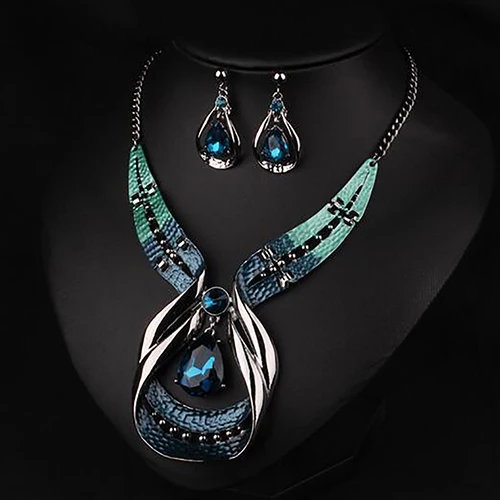 2017 Hot Selling Women Statement Chain Pendant Choker Bib Necklace Earrings Fashion Jewelry Set | Украшения и аксессуары