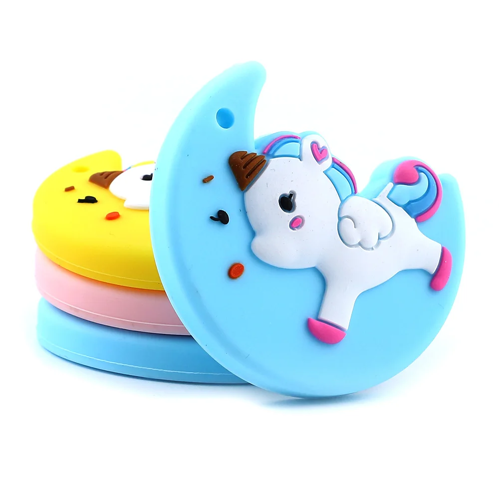 1 шт. 54 мм Силиконовые Прорезыватели для зубов в виде Луны единорога грызунов