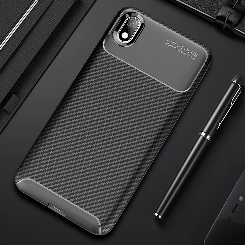Armor Carbon Fiber Case For Xiaomi Redmi 7A Luxury Business Back Cover Xiomi 7a Soft Bumper TPU Fundas Coque |