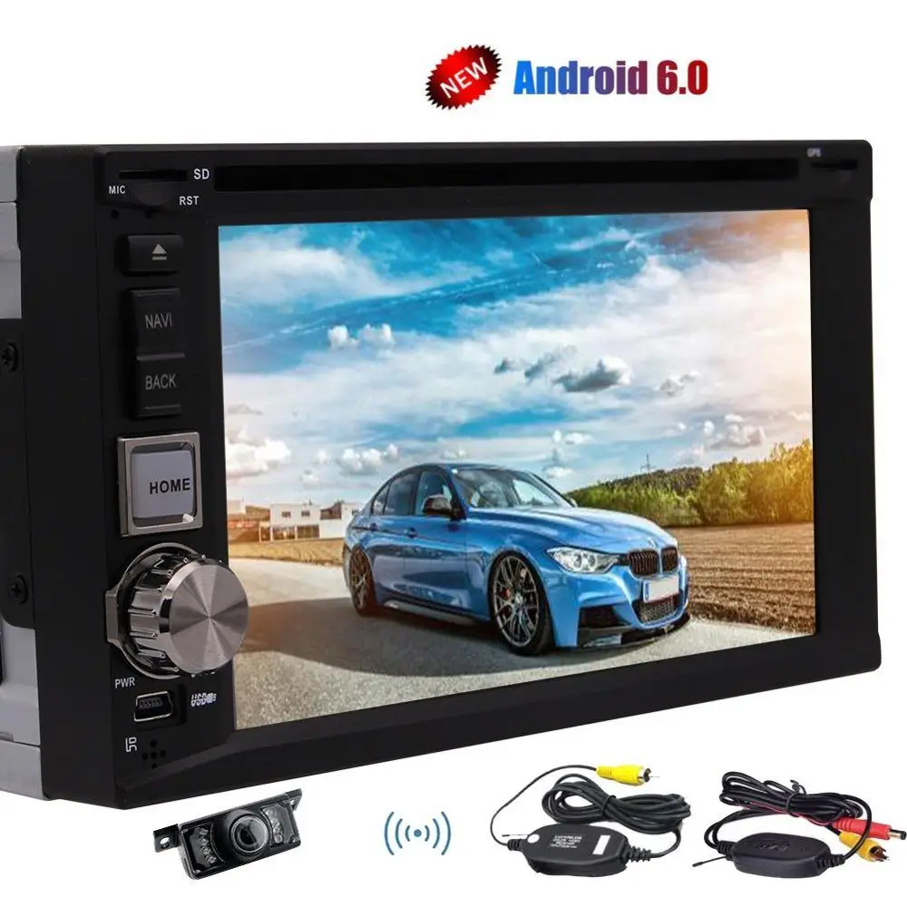 Беспроводной Камера + Android 6 0 Автомобильный стерео 2 ''Quad core Double - Цена: 14 905,59 руб.