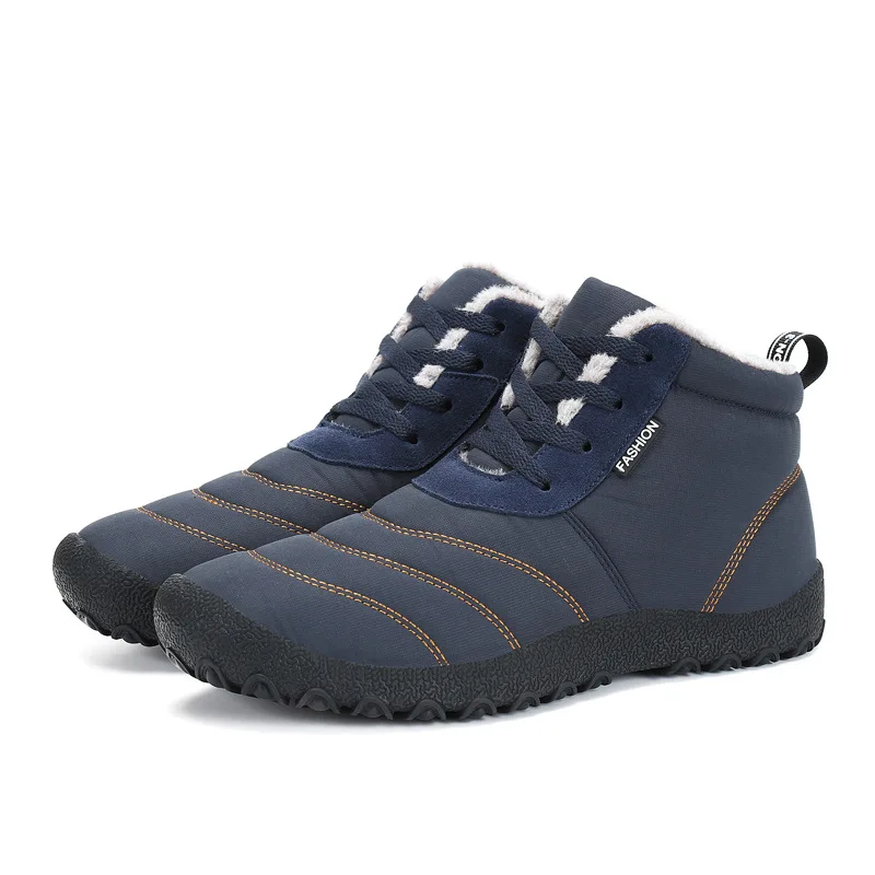 2018 Men Snow Boots Solid Color Warming Fabric Slip-on Ankle For Male Winter Outdoor Shoes Plus Size 35-46 | Обувь