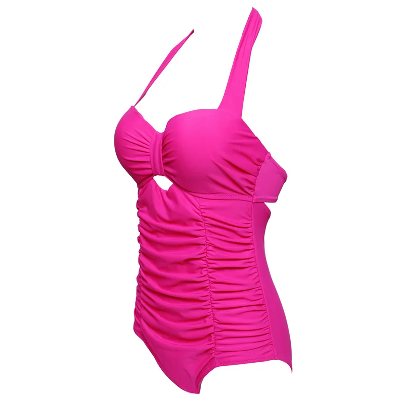 Trangel 2018 Sexy Solid Bikini Women's Push Up One Piece Swimwear Ruched Swimsuit Plus Size Bathing Suits Beach Wear | Спорт и