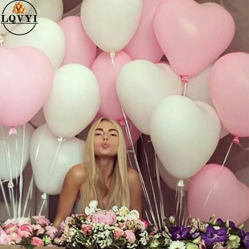 White pink mixed 50 шт 2,2 г 10 дюймов красный розовый белый латексные воздушные шары «сердце» Свадьба День Рождения Вечеринка Декор надувные гелиевые глобусы предложение - Цвет: White pink mixed