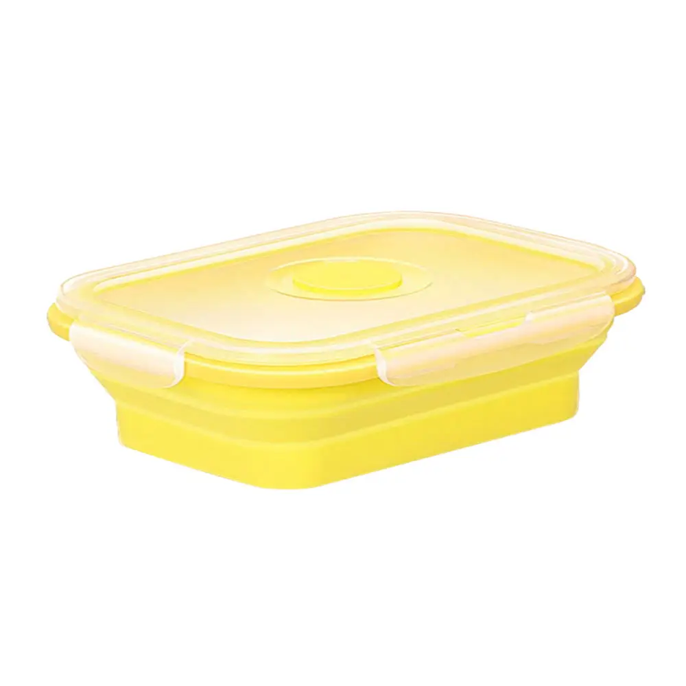 yellow 1200ml Складной силиконовый Ланч-бокс складной для хранения корма контейнер складной Бенто-бокс миска для пикника кемпинга на открытом воздухе - Цвет: yellow 1200ml