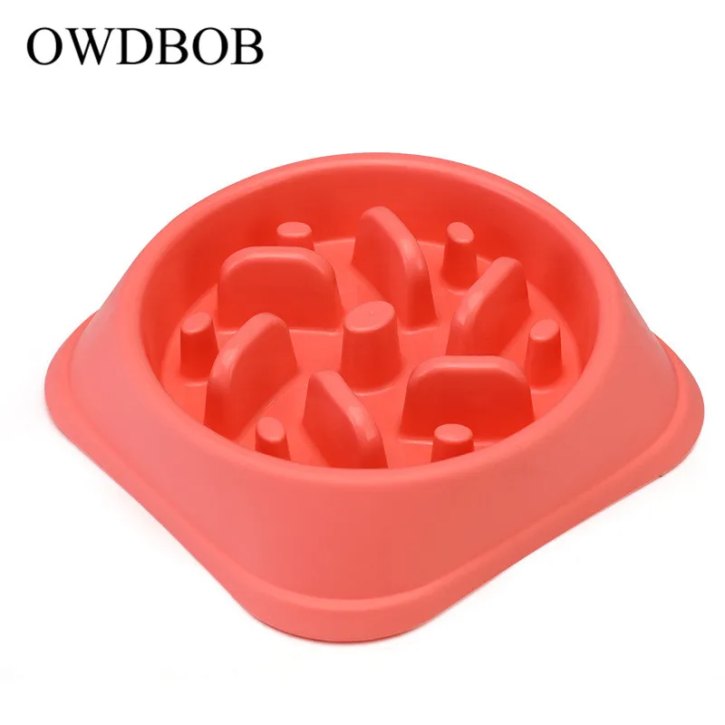 pink OWDBOB анти дроссель для Кормления Собаки еда миски щенок замедлить питание кормушка миска здоровая диета блюдо товары для домашних собак - Цвет: pink