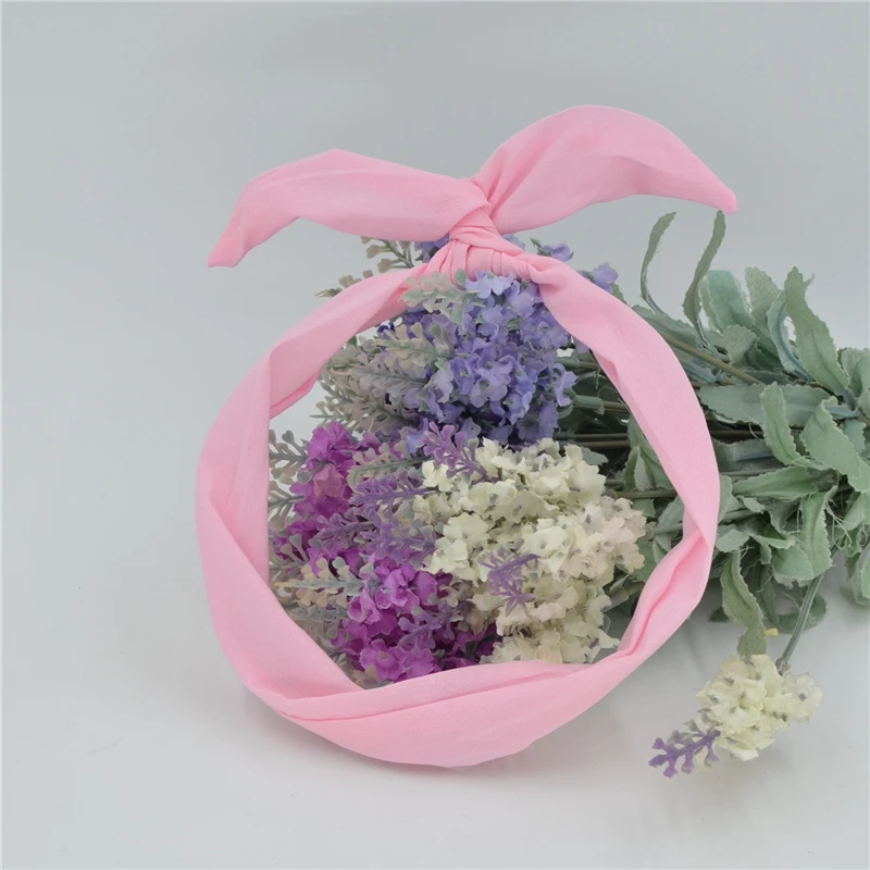 Одна штука бесплатной доставки женский Очаровательный однотонный кролик кролика ушей лента металлический провод оголовье шарф волос головной бандаж бант на.