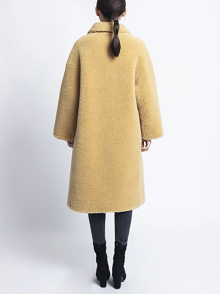 Abrigos mujer invierno, зимнее пальто из искусственного меха, 30% овечий мех, плюшевая куртка, женские длинные меховые пальто