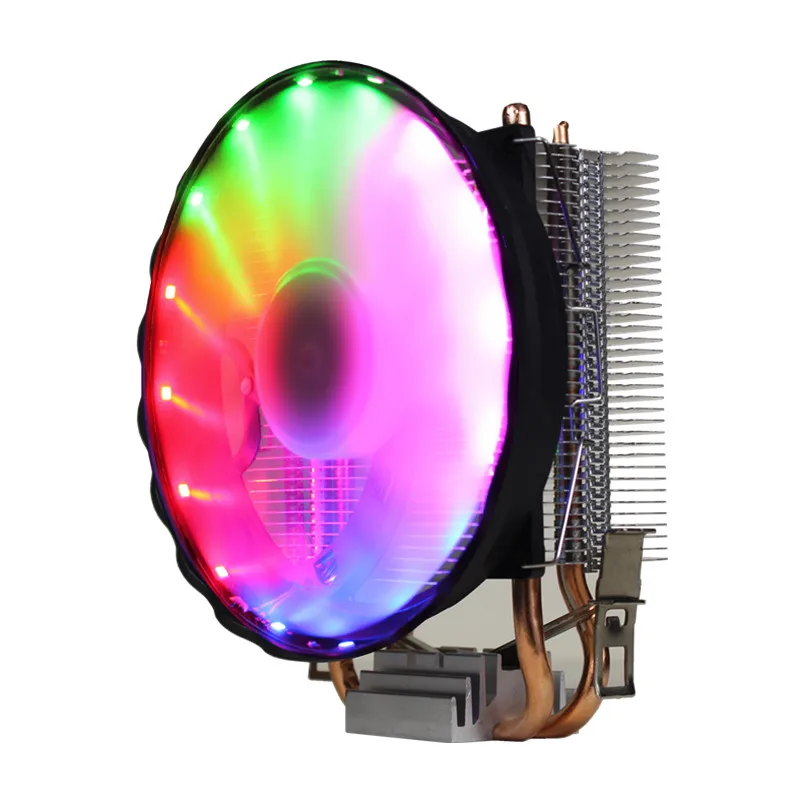Цветная(RGB) светодиодный Процессор охлаждающий вентилятор 2 тепловым стержнем Heat pipe охладитель 12V 120 мм охлаждающий вентилятор радиатора для Intel LAG 1150 1155 1156 775 1366 для AMD - Цвет лезвия: 3PIN