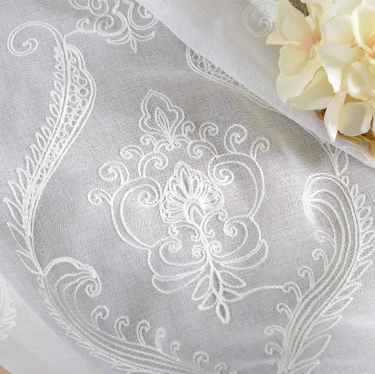 Белые тюлевые шторы для гостиной спальни современное роскошное голубое растение