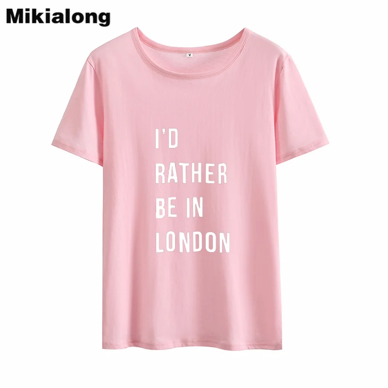 Mikialong I ɽ Pretty Be In London женская футболка в стиле Харадзюку 2018 летняя свободная