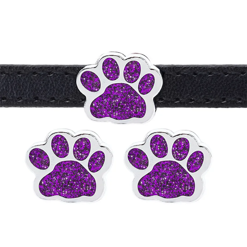 10Pcs/Lot 8mm Slide Charms Bracelets Jewelry Making Bling Enamel Cat Dog Bear Paw Footprint Fit Pet Collar Wristbands Belts | Украшения и