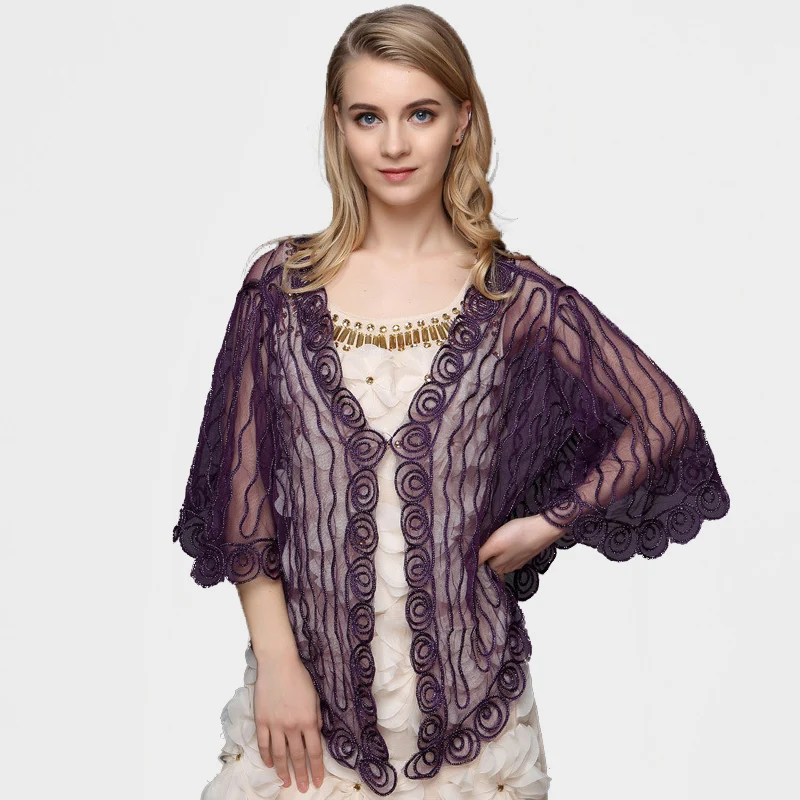 Женская прозрачная блузка с вышивкой Свободный кардиган рукавами летучая мышь и