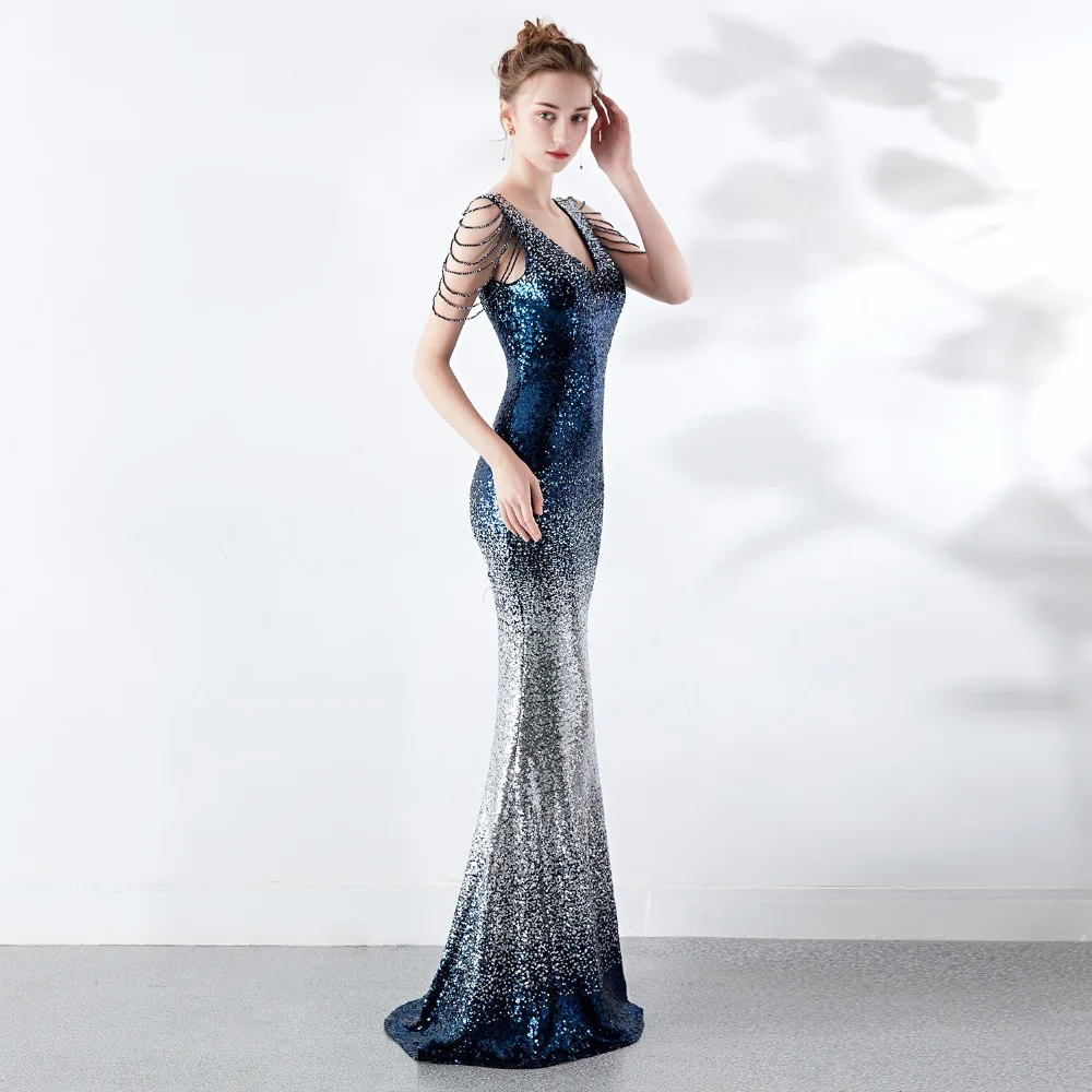 Черное и красное Sequind& Beads, v-образный вырез, без рукавов, Русалка, сексуальное, официальное платье, женское, элегантное, длинное, для вечеринок, летнее,, клубная одежда