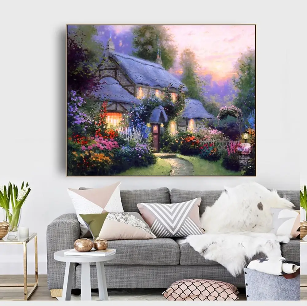 

Laeacco Abstract Watercolor Castle Poster Wall Art Home Decor Canvas Painting Prints Art Picture for Living Kids Room Decoration