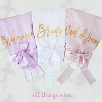 customize titles glitter wedding satin bridesmaid bride pajamas robes maid of honor kimonos gowns bridal hen party favors gifts
